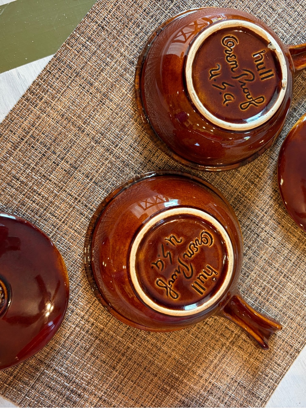 Hull Pottery Brown Glazed Soup Mugs - Set of 2